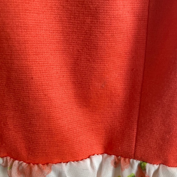 ⭐️ Summer Coral/White Floral Strapless Sheer Sweetheart Flowing Dress - Picture 14 of 14